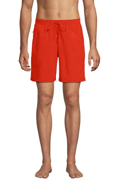 Lands' End 7 Inch Volley Hydroliner Swim Trunks In Brown