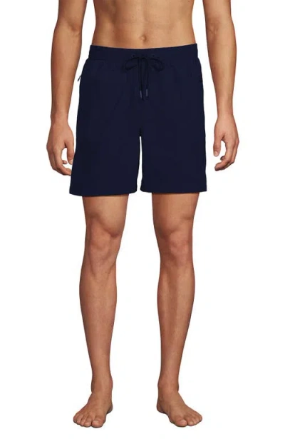Lands' End 7 Inch Volley Hydroliner Swim Trunks In Deep Sea Navy