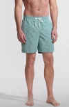 Lands' End 7 Inch Volley Hydroliner Swim Trunks In Soft Jade Emerald Geo