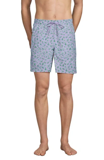 Lands' End 7 Inch Volley Hydroliner Swim Trunks In Wisteria Tossed Fish