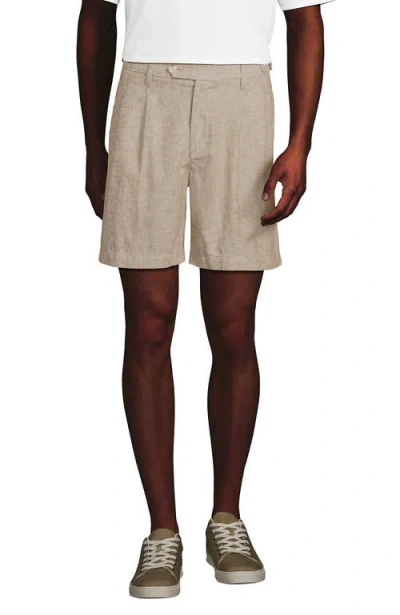 Lands' End 7" Linen Cotton Resort Shorts In Toasted Rye
