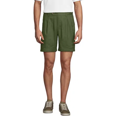 Lands' End 7" Linen Cotton Resort Shorts In Vintage Pine Green