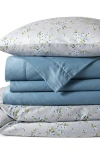 Lands' End 700 Thread Count Luxe Sateen Egyptian Cotton No Iron Bed Pillow Sham In Light Fog Snow Drop Floral