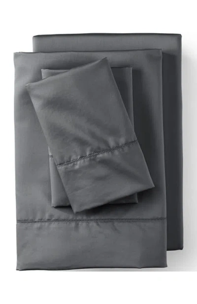 Lands' End 700 Thread Count Luxe Sateen Egyptian Cotton No Iron Bed Pillowcases In Dark Gray Sky