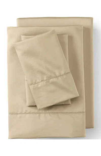 Lands' End 700 Thread Count Luxe Sateen Egyptian Cotton No Iron Bed Pillowcases In Pale Flax