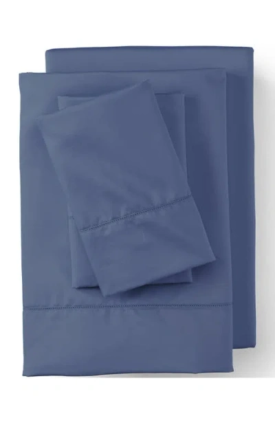 Lands' End 700 Thread Count Luxe Sateen Egyptian Cotton No Iron Bed Sheet Set In Blue