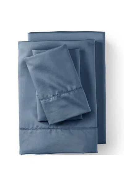 Lands' End 700 Thread Count Luxe Sateen Egyptian Cotton No Iron Bed Sheet Set In Blue