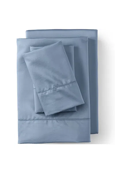 Lands' End 700 Thread Count Luxe Sateen Egyptian Cotton No Iron Bed Sheet Set In Blue