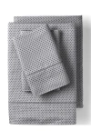 Lands' End 700 Thread Count Luxe Sateen Egyptian Cotton No Iron Bed Sheet Set In Light Fog Dots