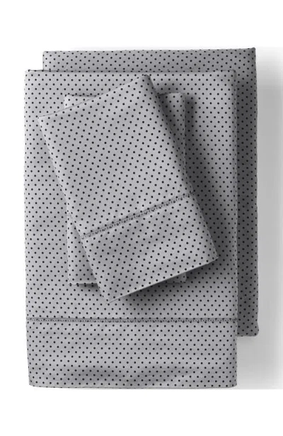 Lands' End 700 Thread Count Luxe Sateen Egyptian Cotton No Iron Bed Sheet Set In Light Fog Dots