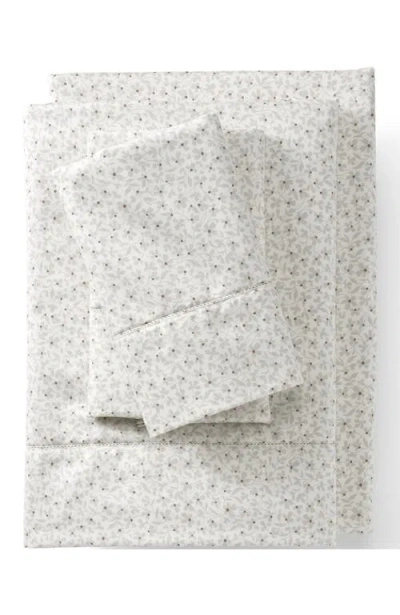 Lands' End 700 Thread Count Luxe Sateen Egyptian Cotton No Iron Bed Sheet Set In Light Stone Petals