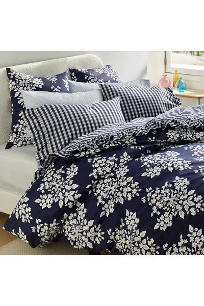 Lands' End 700 Thread Count Luxe Sateen Egyptian Cotton No Iron Duvet Bed Cover In Blue