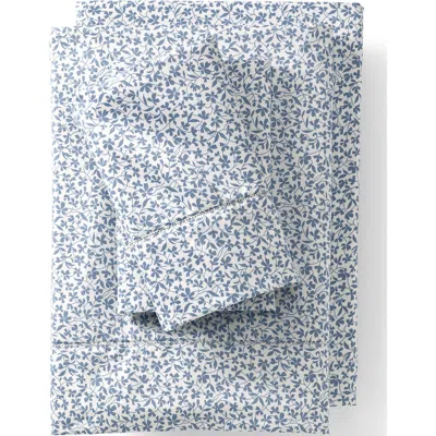 Lands' End 700 Thread Count Luxe Sateen Egyptian Cotton No Iron Pillowcases In Blue Pewter Petals