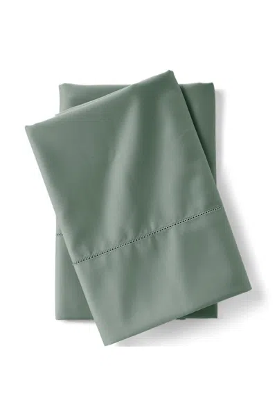 Lands' End 700 Thread Count Sateen Cotton No Iron Bed Pillowcases In Green