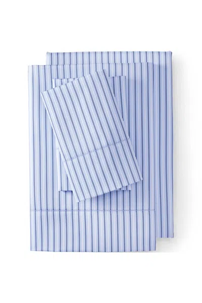 Lands' End 700 Thread Count Sateen Cotton No Iron Bed Sheet Set In Blue