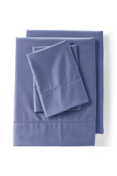 Lands' End 700 Thread Count Sateen Cotton No Iron Bed Sheet Set In Blue