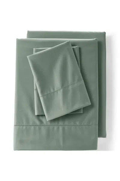 Lands' End 700 Thread Count Sateen Cotton No Iron Bed Sheet Set In Green