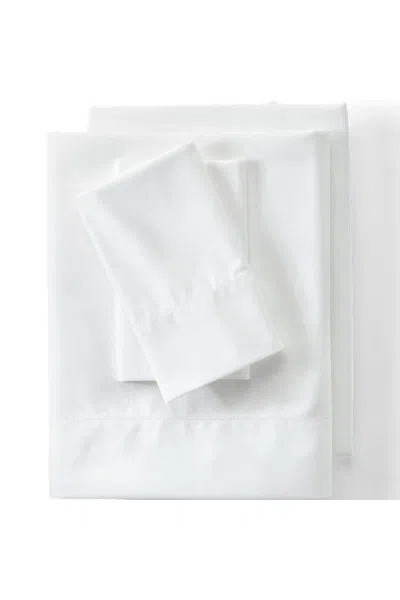Lands' End 700 Thread Count Sateen Cotton No Iron Bed Sheet Set In White