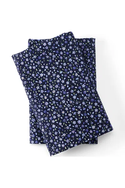 Lands' End 700 Thread Count Sateen Cotton No Iron Pillowcases In Blue