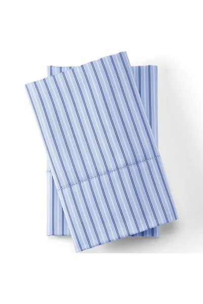 Lands' End 700 Thread Count Sateen Cotton No Iron Pillowcases In Blue