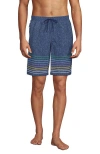 Lands' End 9" Volley Hydroliner Swim Trunks In Indigo/multi Border Stripe