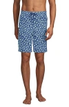 Lands' End 9" Volley Hydroliner Swim Trunks In Light Indigo Blue Tossed Fish