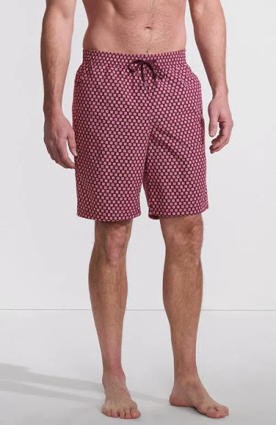 Lands' End 9" Volley Hydroliner Swim Trunks In Midnight Plum Geo