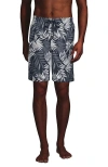 Lands' End 9" Volley Hydroliner Swim Trunks In Slate Blue Stipple Palm
