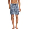 Lands' End 9" Volley Swim Trunks In Navy Fish Block Print