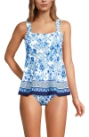 Lands' End Adjustable Scoop Neck Flutter Tankini Top In White