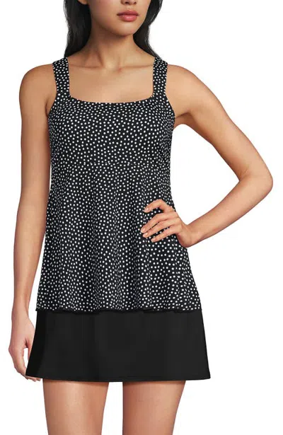 Lands' End Adjustable Scoop Neck Flutter Tankini Top In Black