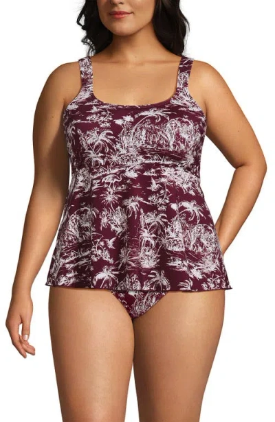 LANDS' END LANDS' END ADJUSTABLE SCOOP NECK FLUTTER TANKINI TOP