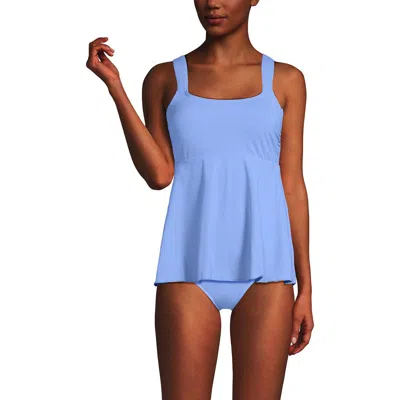 Lands' End Adjustable Scoop Neck Flutter Tankini Top In Purple