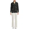 Lands' End Anyweather Fleece Full Zip Jacket In Black Stem Floral