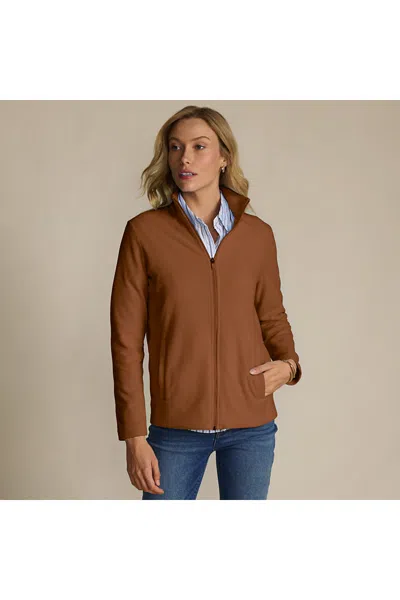Lands' End Anyweather Fleece Full Zip Jacket In Brown