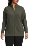 Lands' End Anyweather Fleece Full Zip Jacket In Green