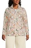 Lands' End Anyweather Fleece Full Zip Jacket In Ivory/pink Wildflowers