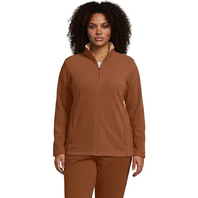 Lands' End Anyweather Fleece Full Zip Jacket In Brown