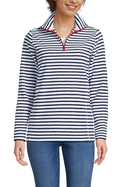 Lands' End Anyweather Fleece Quarter Zip Pullover In Blue
