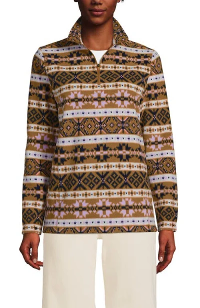 Lands' End Anyweather Fleece Quarter Zip Pullover In Brown