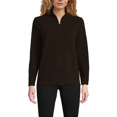 Lands' End Anyweather Fleece Quarter Zip Pullover In Deep Chocolate