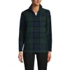 Lands' End Anyweather Fleece Quarter Zip Pullover In Deep Forest Blackwatch Plaid