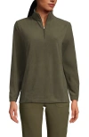 Lands' End Anyweather Fleece Quarter Zip Pullover In Green
