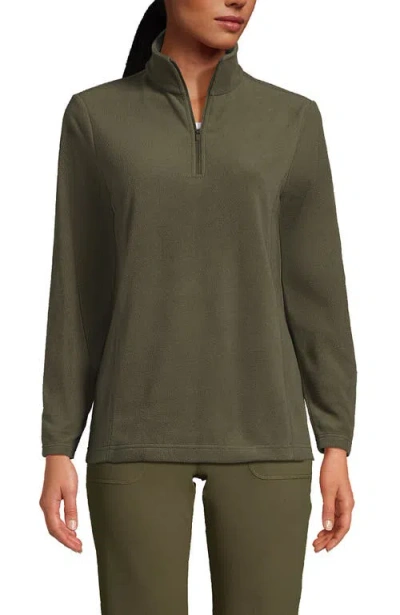 Lands' End Anyweather Fleece Quarter Zip Pullover In Green