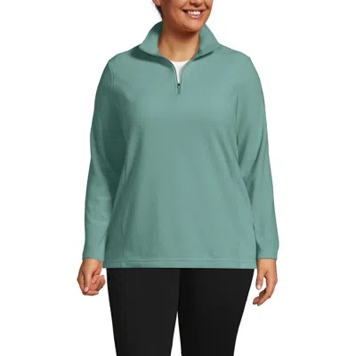 Lands' End Anyweather Fleece Quarter Zip Pullover In Green