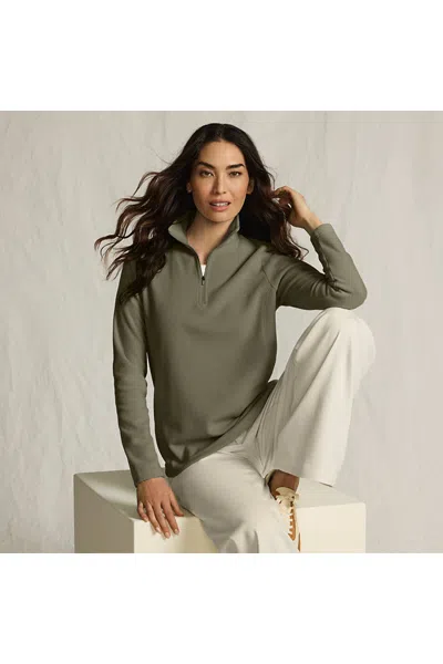 Lands' End Anyweather Fleece Quarter Zip Pullover In Green