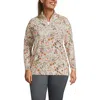 Lands' End Anyweather Fleece Quarter Zip Pullover In Ivory/pink Wildflowers