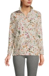 Lands' End Anyweather Fleece Full Zip Jacket In Ivory/pink Wildflowers