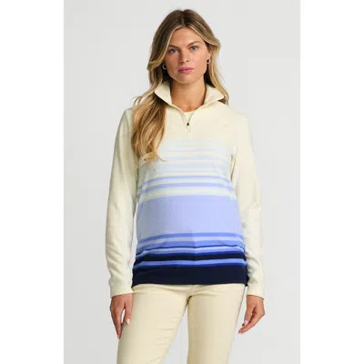 Lands' End Anyweather Fleece Quarter Zip Pullover In Light Cornflower Ombre Stripe