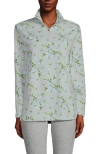 Lands' End Anyweather Fleece Quarter Zip Pullover In Pale Gray Floral